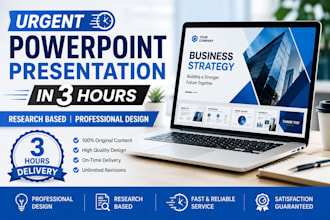 do urgent research based powerpoint slides in 3 hours