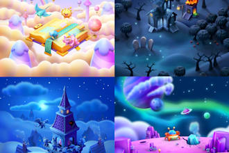 create premium stylized 3d backgrounds for mobile games