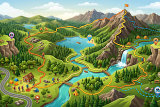design 3d trail hiking backpacking outdoor park tourist direction navigation map