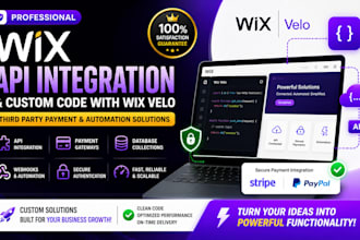 build wix API integration and custom code using wix velo, third party payment