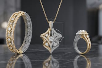 custom 3d cad jewelry designs for rings, bracelets, necklaces and rendering