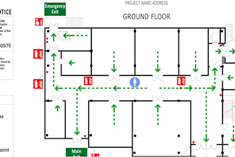 design fire emergency evacuation plan, map, diagram