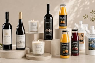 design bottle label can packaging wine label, candle label, product label, pouch