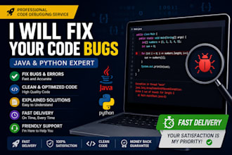 fix bugs and errors in your java or python code quickly and professionall