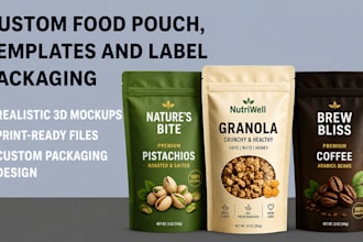 design or redesign custom food pouch, box templates and label packaging