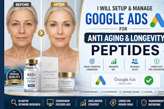 setup manage anti aging and longevity brand peptide google ads