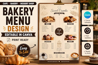 create bakery menu templates in canva for cafes bakeries and food shops