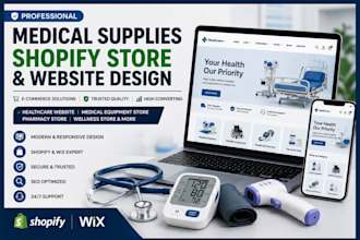 design medical supplies shopify store, medical equipment wix website