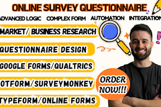 create qualtrics survey, surveymonkey  questionnaire and online forms