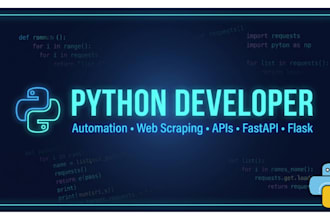 develop python apps in fastapi, flask, django and react js