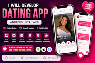 build a professional dating app like tinder, bumble, or custom match app