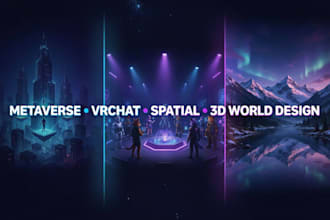 design vrc world, vrchat world, vr world, 3d environment landscape