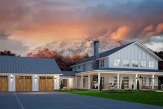 design your barndominium, pole ban, tiny house, house plan and facade rendering