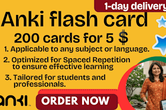 create 200 professional anki flashcards for your study