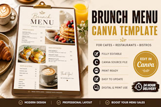 design brunch menu templates for cafes restaurants editable in canva app