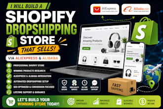 product listing peoduct research shopify strore via aliexpress alibaba