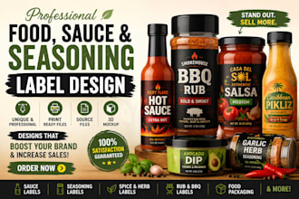 design food, sauce, seasoning label design