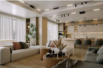 upgrade house interior, add furniture, internal cgi, layout render, cozy kitchen