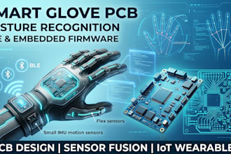 design smart glove pcb with gesture recognition, ble and embedded firmware