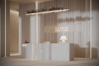 design 3d clinic, hospital interior,healthcare facility, reception,dental office