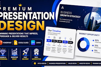 create powerpoint presentation, pitch deck and slides