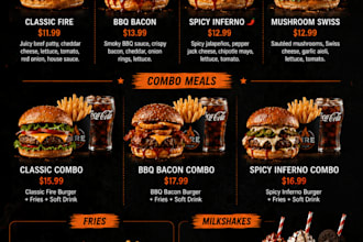 design a professional restaurant menu food menu or cafe menu