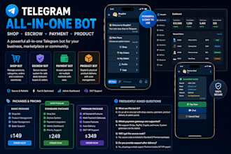 build telegram product bot, telegram shop bot, telegram escrow bot, payment bot