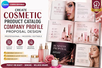 create cosmetic product catalog company profile proposal canva design