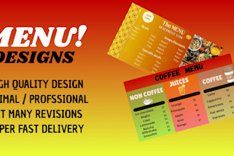 create a modern restaurant menu for you