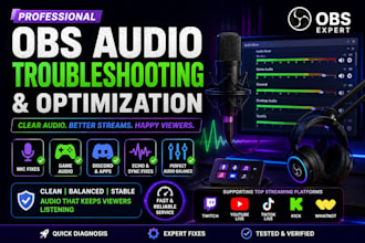 fix any obs audio issue including mic, game, discord, and spotify sound