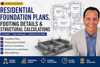 design residential foundation plans, footing details and structural calculations
