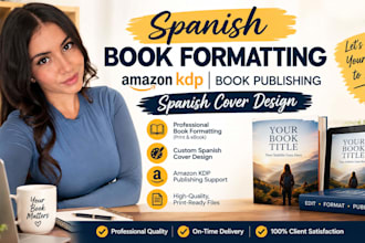 spanish book formatting, amazon kdp book publishing  and spanish cover design