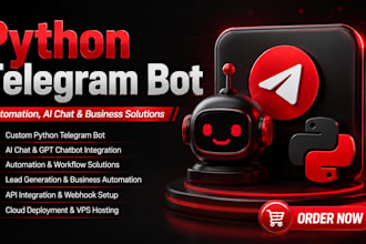 create a custom python telegram bot for automation, ai chat and business