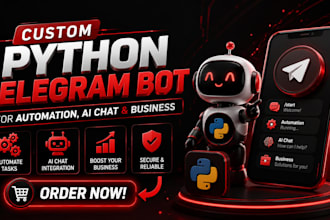 create a custom python telegram bot for automation, ai chat and business
