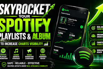 skyrocket your spotify playlists, spotify album to increase charts visibility
