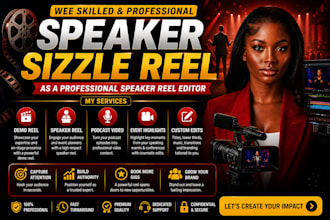 edit podcast sizzle reels, highlight reels, showreels and speaker keynote reels