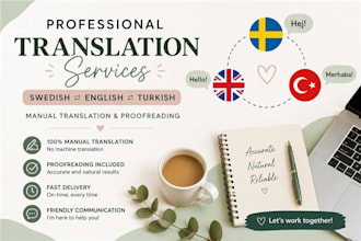 translate between swedish, english and turkish manually