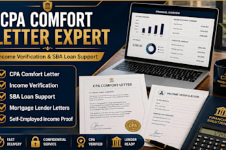 provide CPA comfort letter for income verification and sba support