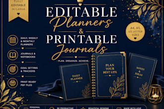 design editable digital planners and printable journals