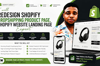 redesign shopify dropshipping product page, shopify website landing page expert