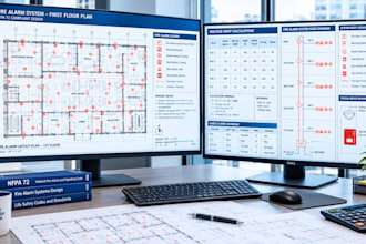 design nfpa compliant fire alarm floor plans and calculations