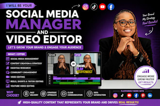 be your social media manager social media video editor youtube video editing