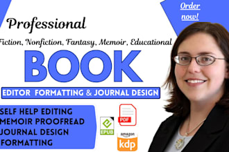do journal design book editing, proofread christian memoir self help kdp editor