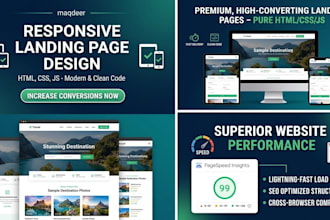 build a responsive landing page using htmlcss and javascript