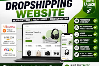 shopify dropshipping website via aliexpress amazon ebay store setup seo design