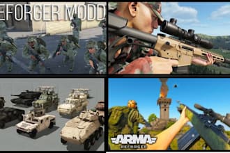 design a complete arma reforger server with custom mods