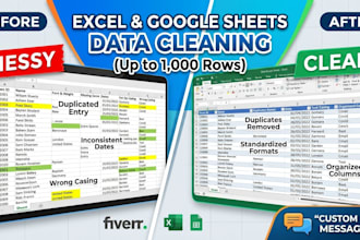 data cleaning jobs for spreadsheets for up to 1000 rows