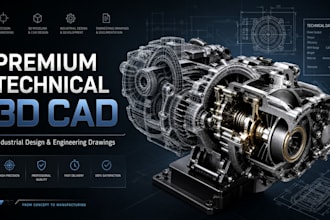do technical 3d cad modeling, industrial design, and engineering drawings