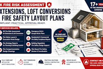 do UK fire risk assessment for extensions lofts fire safety layout plan