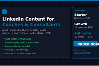 write a month of linkedin content for coaches and consultants